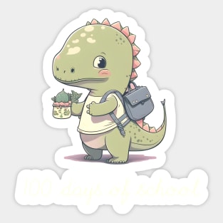 100 Days of School Cute Dino Funny Vintage Dinosaur Sticker